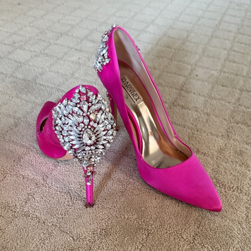 Badgley Mischka Fuchsia Embellished Heels